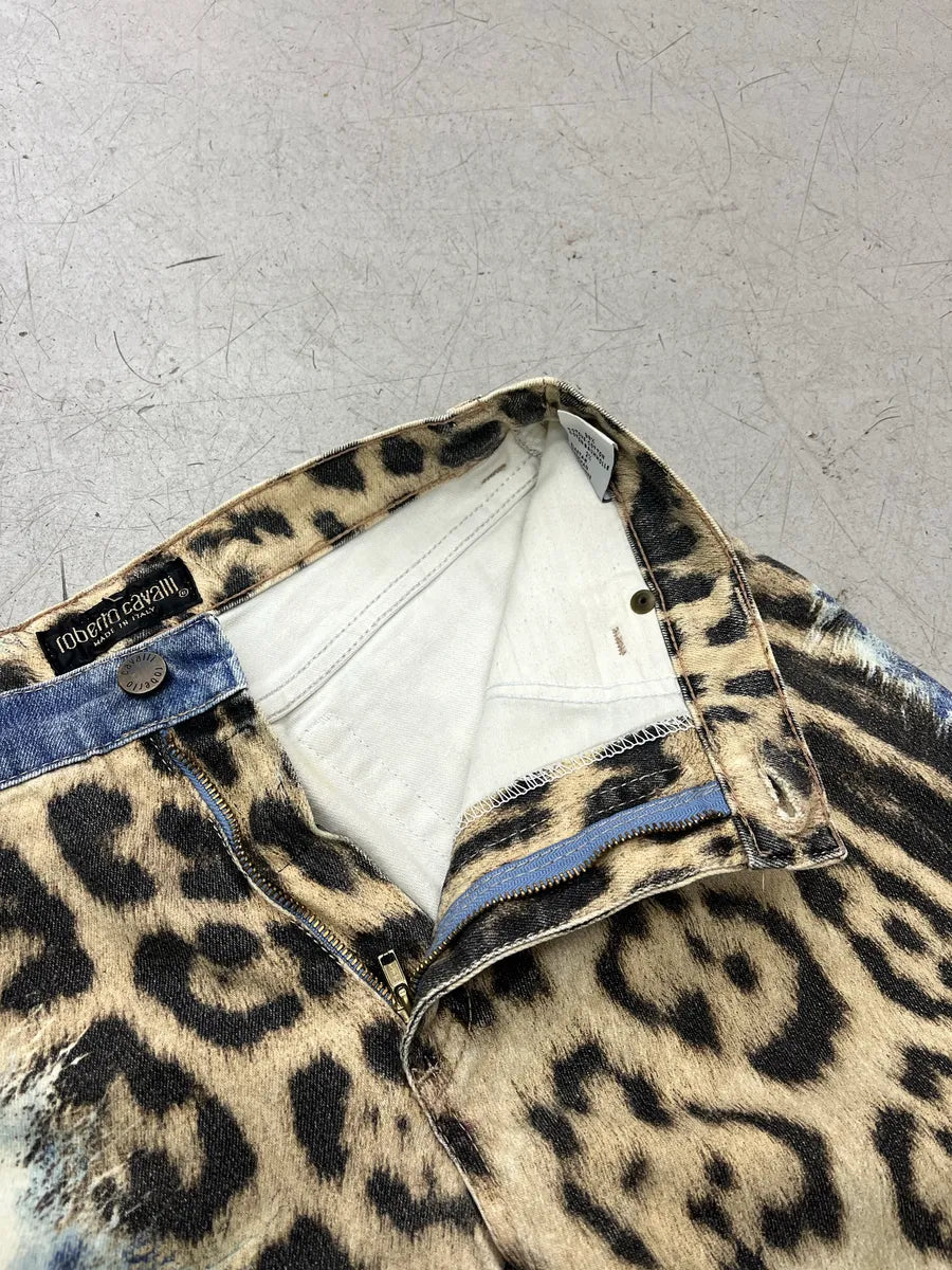 2000s Roberto Cavalli Leopard Bleached Blue & Beige Pants HloOxGPZ 9