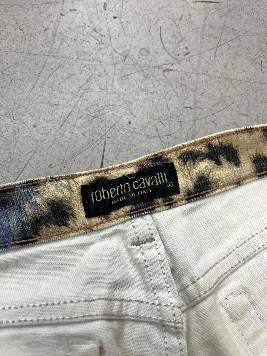 2000s Roberto Cavalli Leopard Bleached Blue & Beige Pants HloOxGPZ 10
