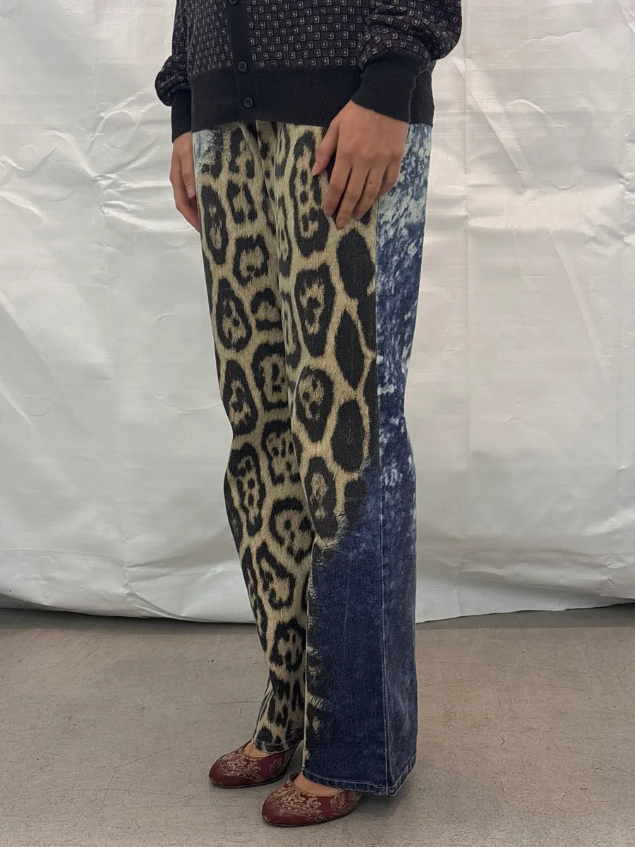 2000s Roberto Cavalli Leopard Bleached Blue & Beige Pants HloOxGPZ 2