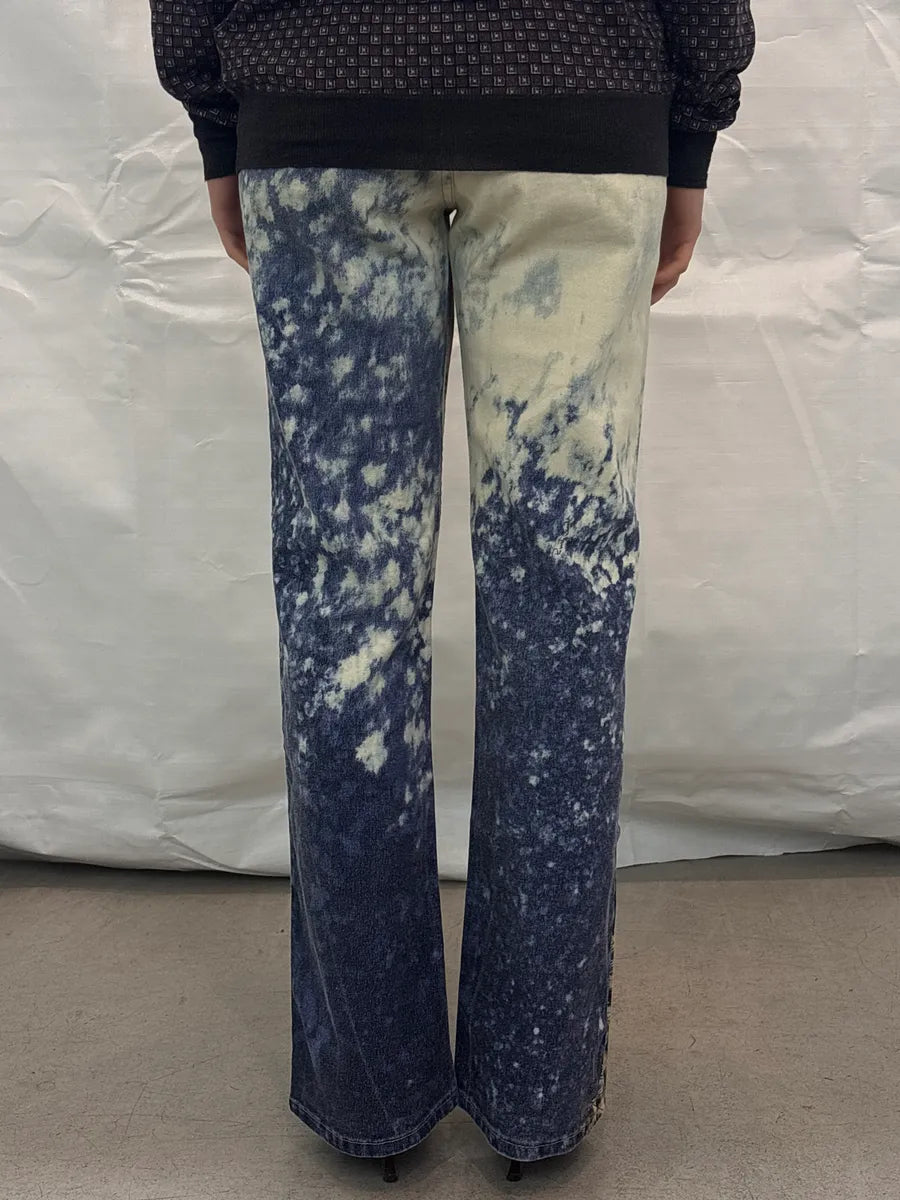 2000s Roberto Cavalli Leopard Bleached Blue & Beige Pants HloOxGPZ 3