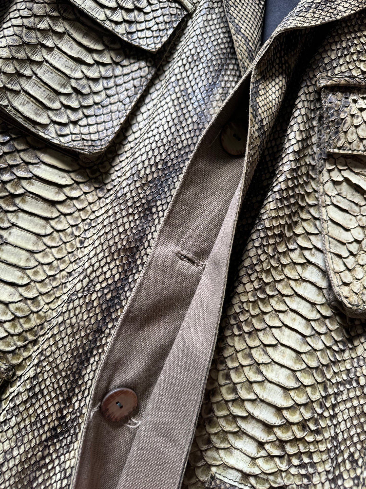 SS2002 Roberto Cavalli Python Leather Sand Jacket (L) - 9