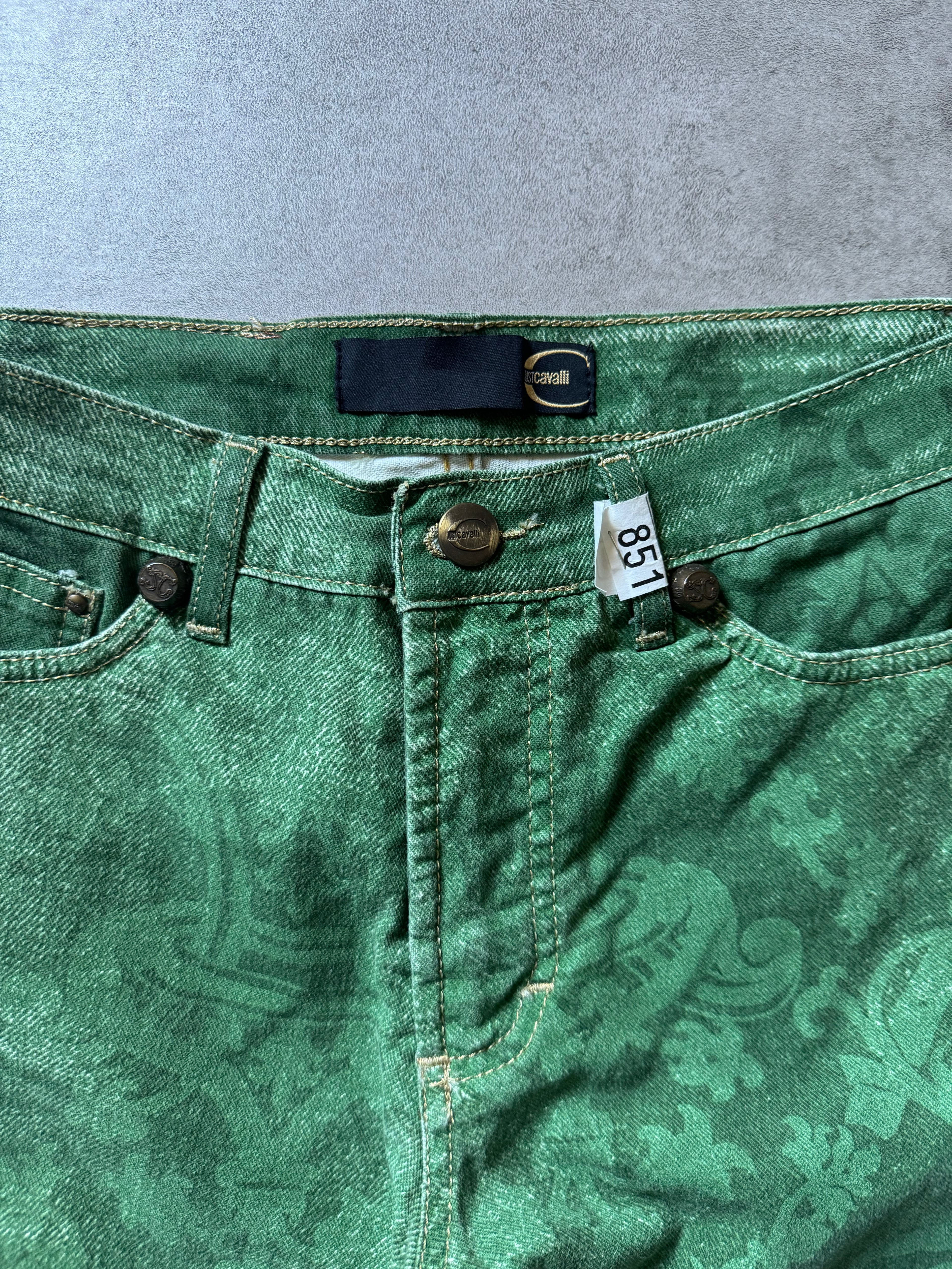 2000s Cavalli Forst Green Local Arabic Prints Pants (XS) - 6