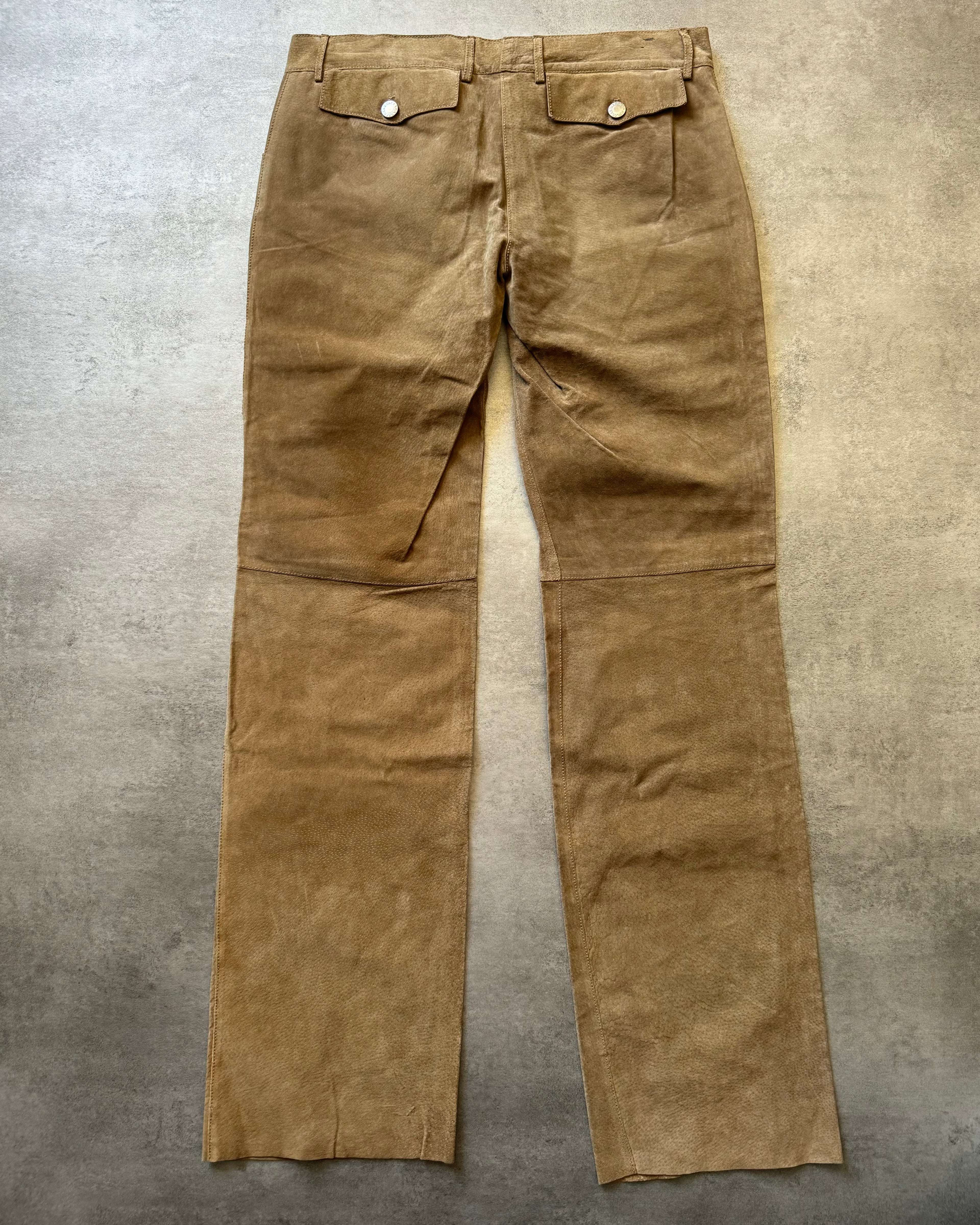 2000s Dolce & Gabbana Camel Leather Pants (M) - 2