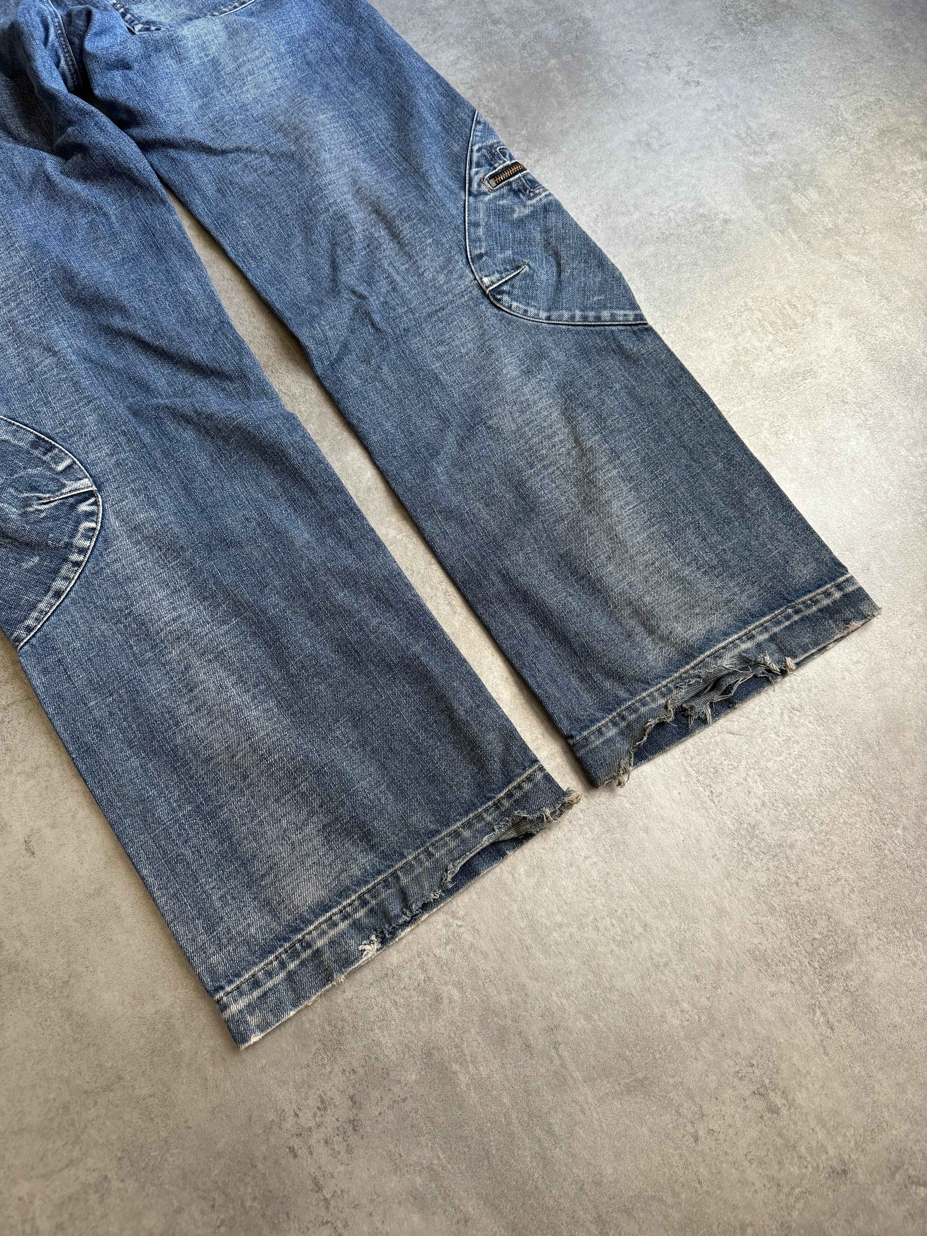 2000s Armani Cargo Double Knee Large Denim Jeans (M/L) - 4