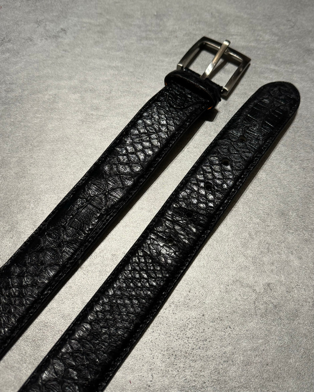 Artisanal Italian Python Leather Black Dark Belt (OS) - 1