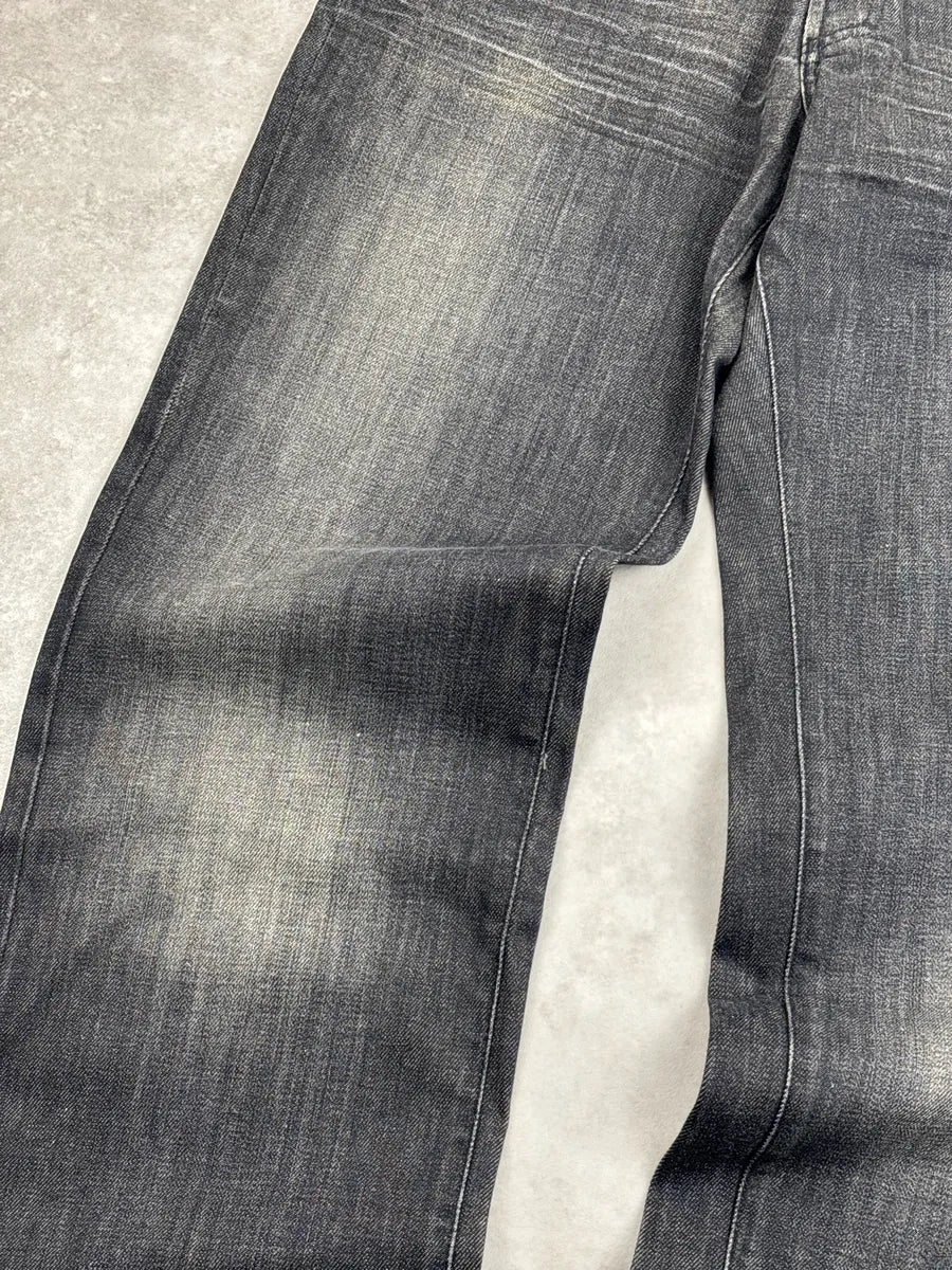 AW2005 Versace Black Grey Denim Faded Straight Leg Jeans HxzSxiEB 5