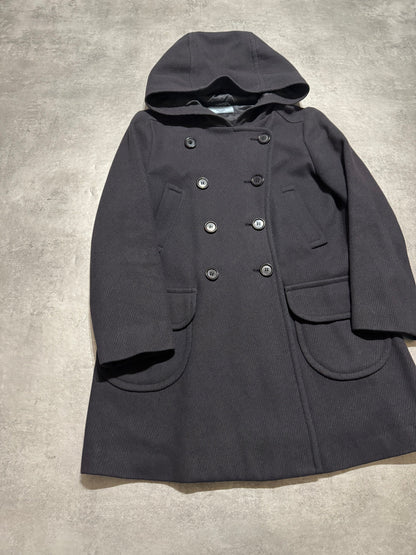 FW2011 Prada Navy Asymmetrical Wool Duffle Coat  (XS) - 10