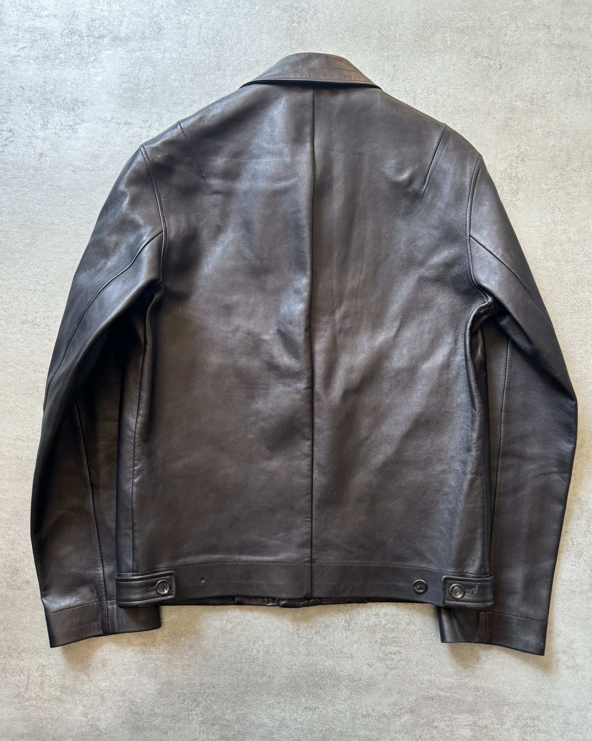 AW2020 Louis Vuitton Black Pure Minimalist Leather Jacket (M) - 3