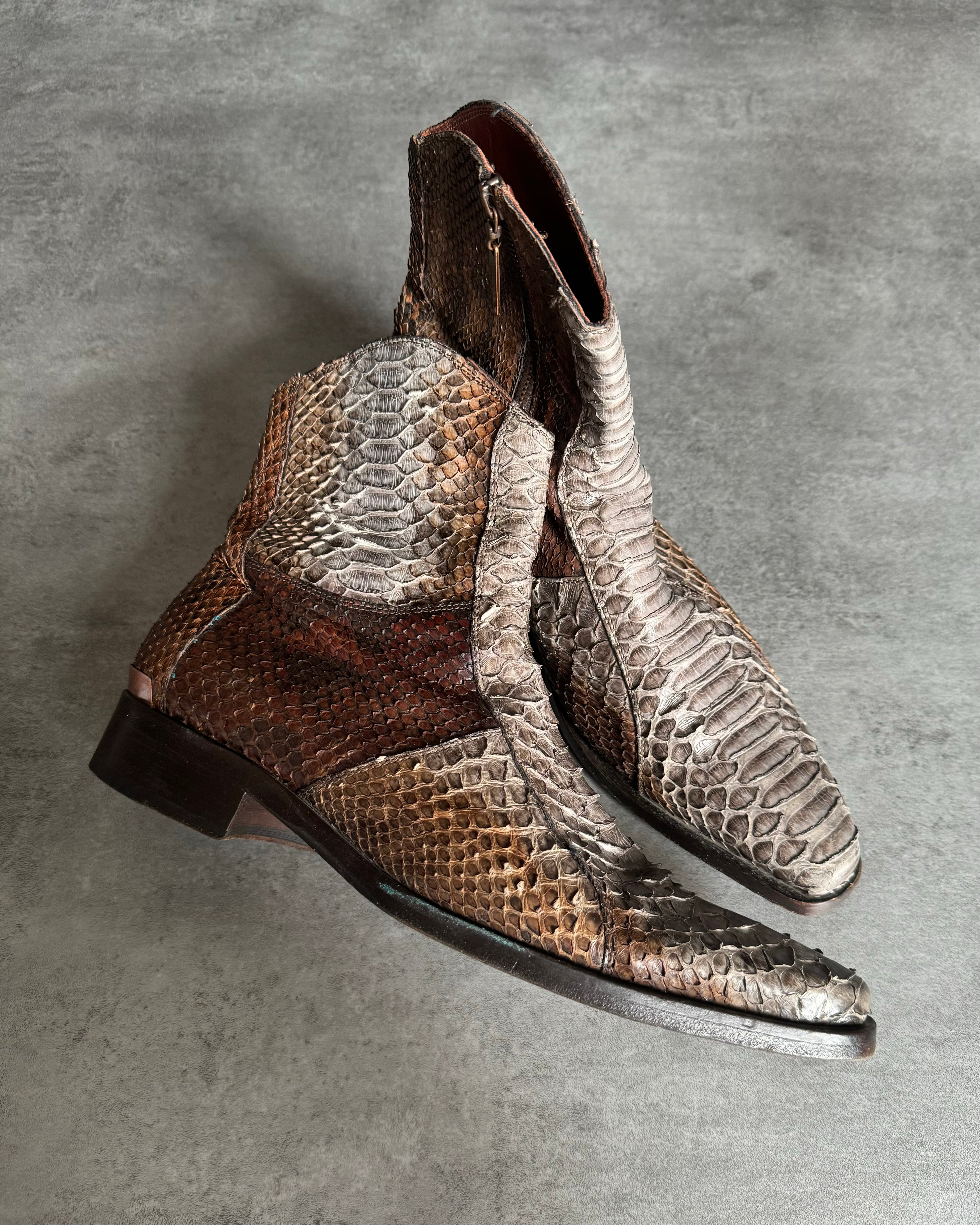 AW2003 Roberto Cavalli Python Leather Cow-Boy Boots  (42) - 2