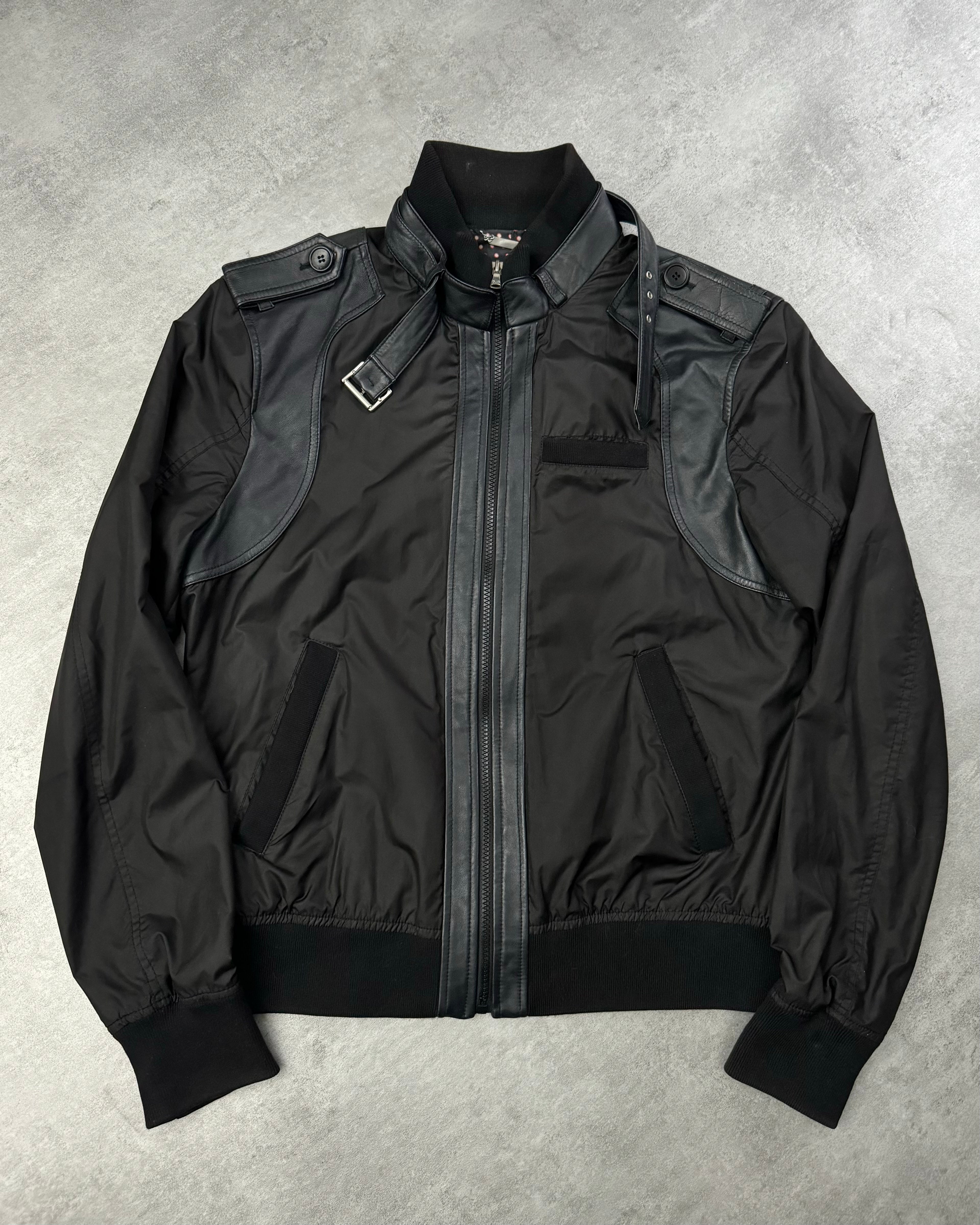 2000s Dolce & Gabbana Black Hybrid Tactical Leather Military