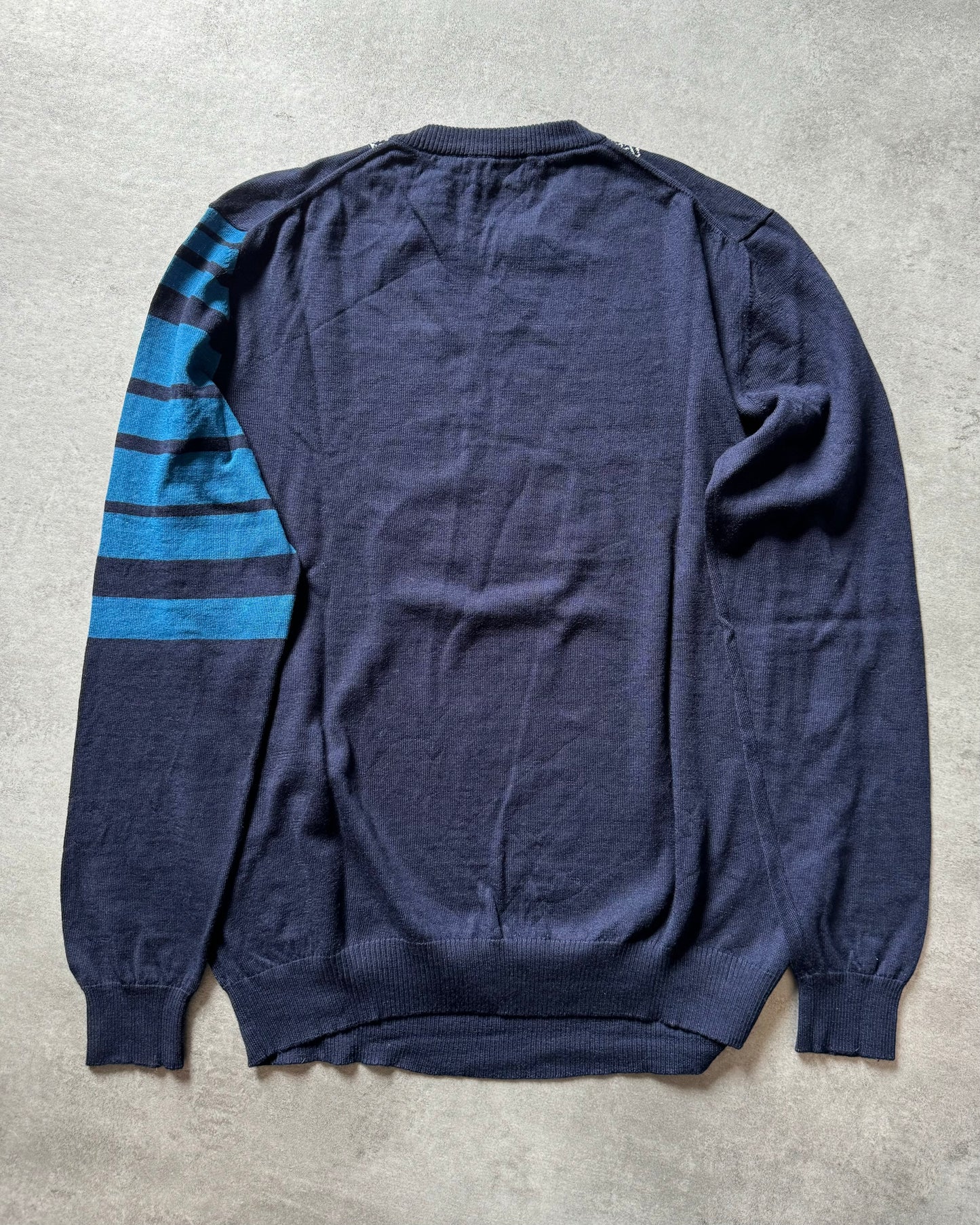 2000s Dirk Bikkembergs Blue 3D Face Wool Sweater (M) - 2