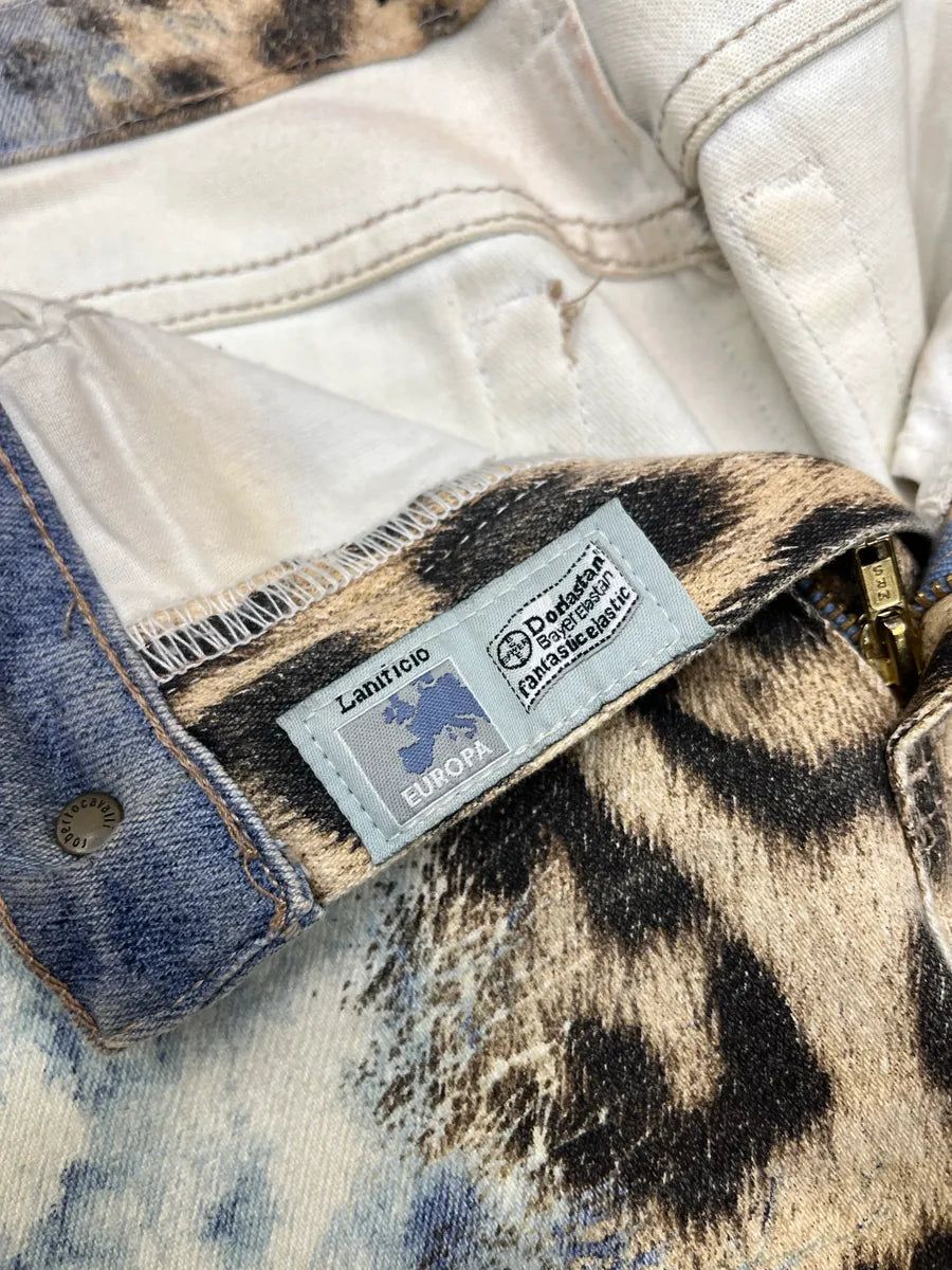 AW2001 Roberto Cavalli Leopard Bleached Blue & Beige Pants IDOuQXXL 13