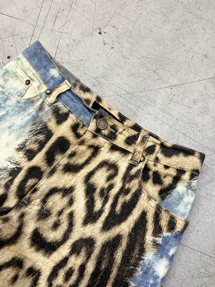 AW2001 Roberto Cavalli Leopard Bleached Blue & Beige Pants IDOuQXXL 6