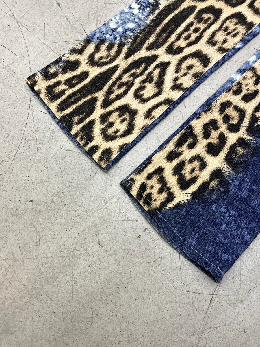 AW2001 Roberto Cavalli Leopard Bleached Blue & Beige Pants IDOuQXXL 7