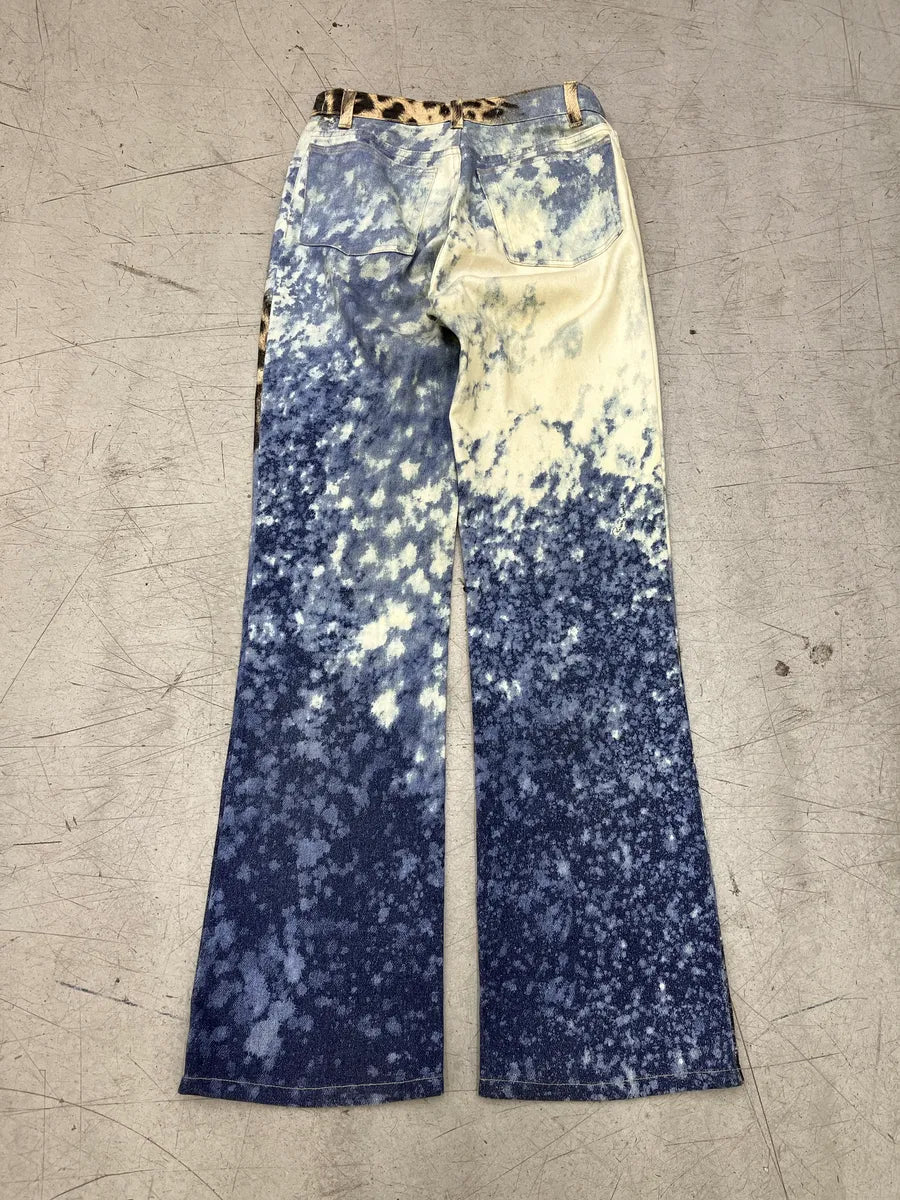 AW2001 Roberto Cavalli Leopard Bleached Blue & Beige Pants IDOuQXXL 5