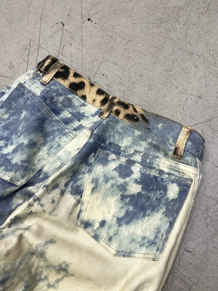 AW2001 Roberto Cavalli Leopard Bleached Blue & Beige Pants IDOuQXXL 8