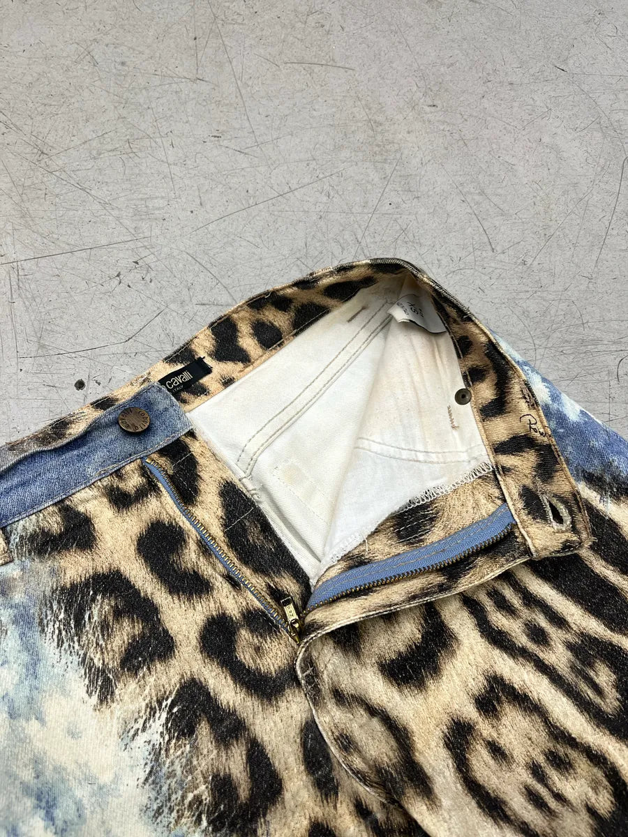 AW2001 Roberto Cavalli Leopard Bleached Blue & Beige Pants IDOuQXXL 9