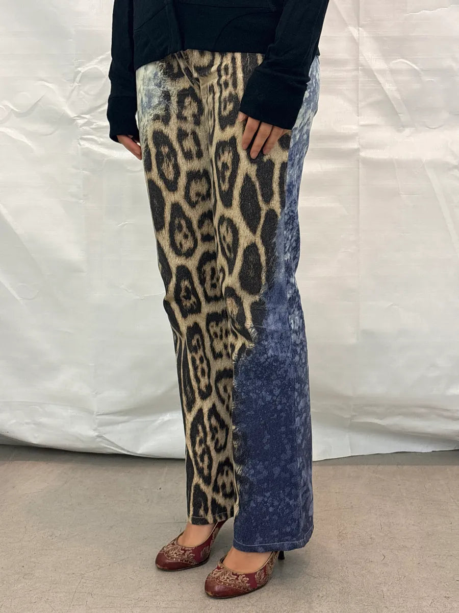 AW2001 Roberto Cavalli Leopard Bleached Blue & Beige Pants IDOuQXXL 2