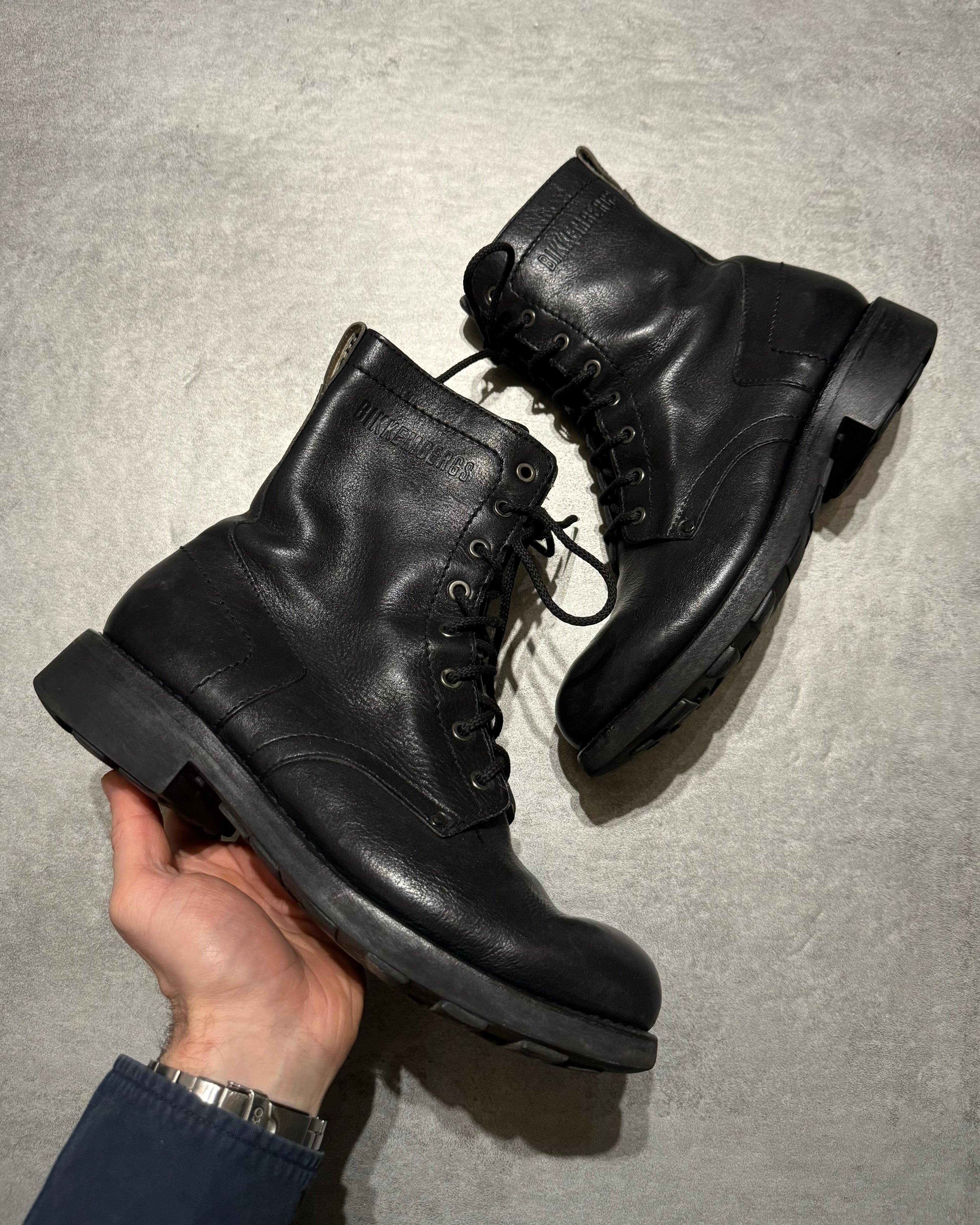 2000s Dirk Bikkembergs Black Combat Leather Boots (42) - 1