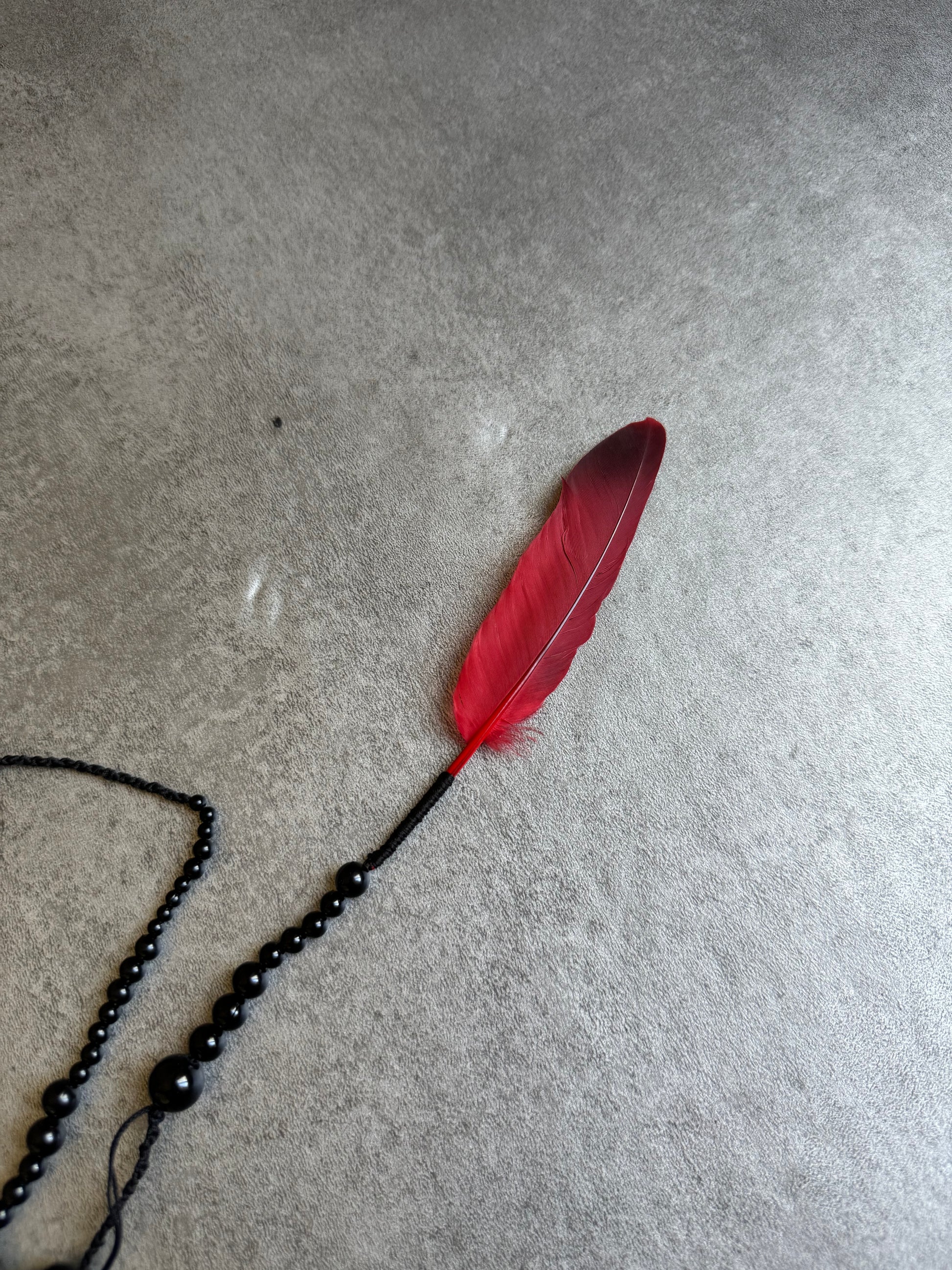 SS2017 Ann Demeulemeester Beaded Red Feather Necklace  (OS) - 5