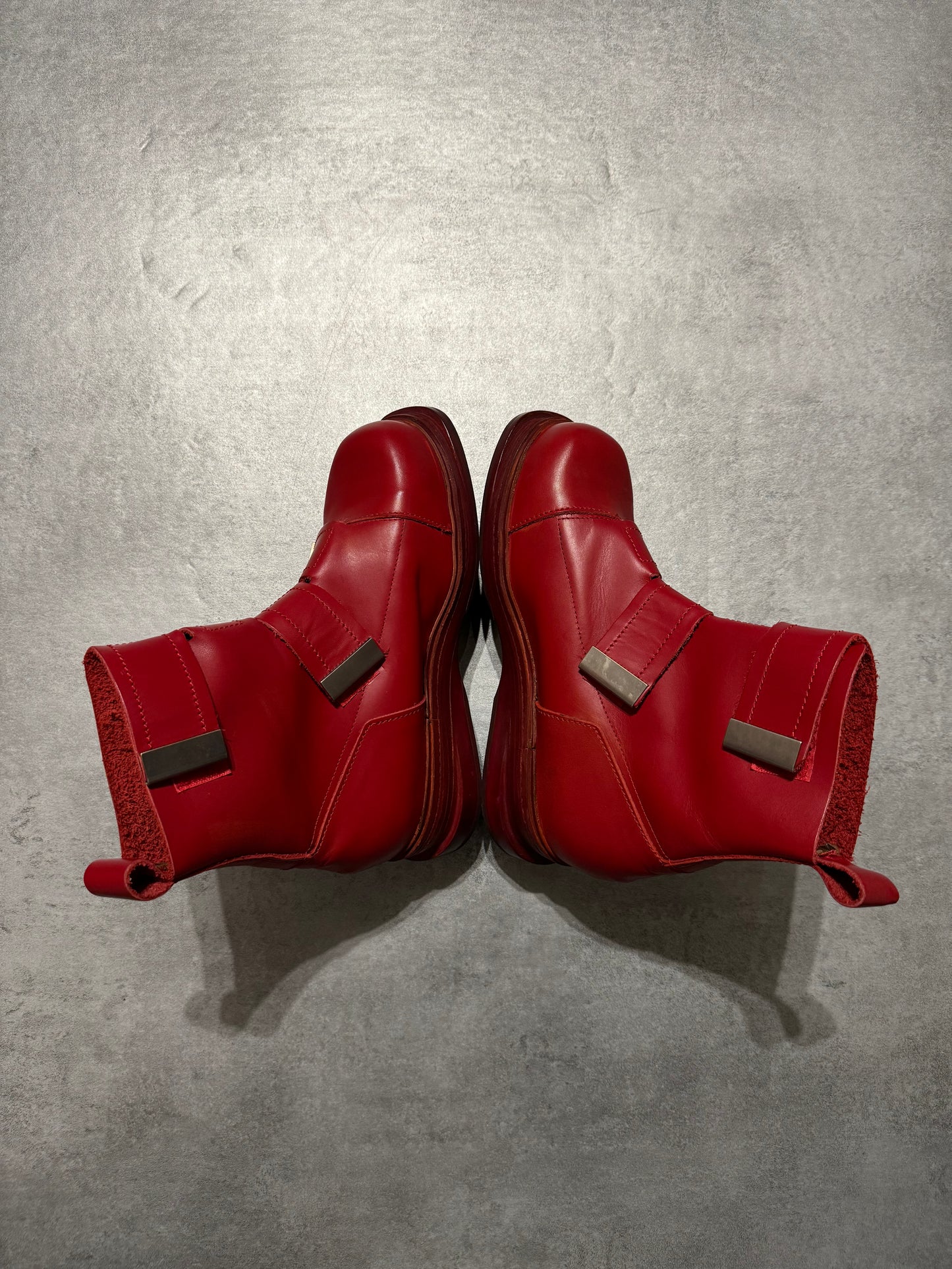 AW1996 Dirk Bikkembergs Red Astro Strapped Leather Boots (42) - 6