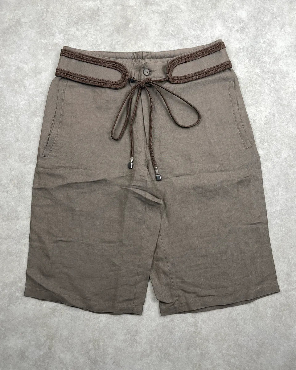 Emporio Armani Taupe Brown Braided Waist Drawstring Short IHEpmnCA 3