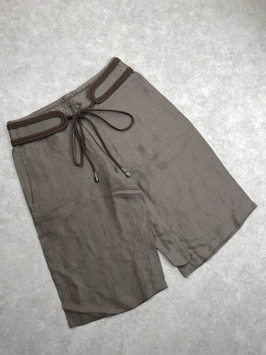 Emporio Armani Taupe Brown Braided Waist Drawstring Short IHEpmnCA 4