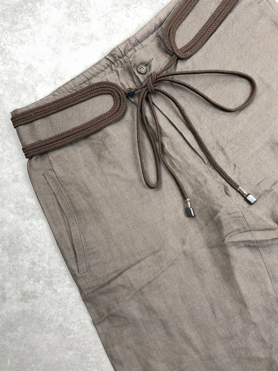 Emporio Armani Taupe Brown Braided Waist Drawstring Short IHEpmnCA 6