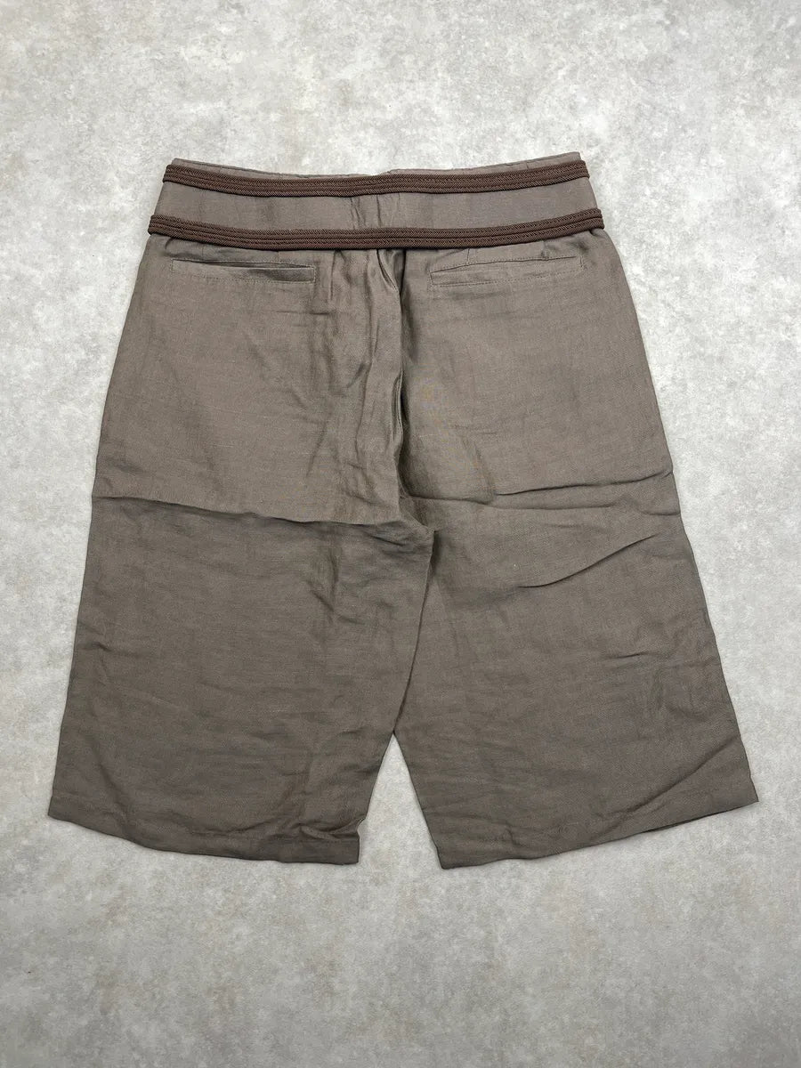 Emporio Armani Taupe Brown Braided Waist Drawstring Short IHEpmnCA 5