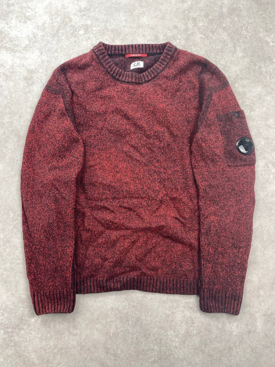 C.P. Company Dark Red Fleece Knit Lens Sleeve Sweater IIxRqbTE 0