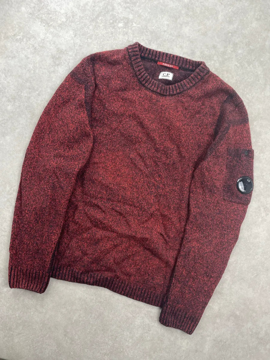 C.P. Company Dark Red Fleece Knit Lens Sleeve Sweater IIxRqbTE 4