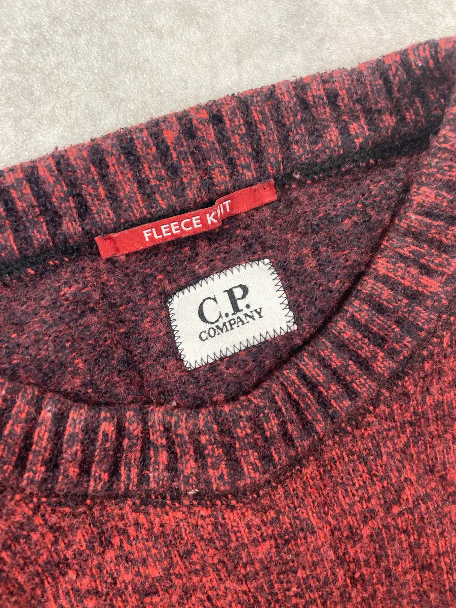 C.P. Company Dark Red Fleece Knit Lens Sleeve Sweater IIxRqbTE 9