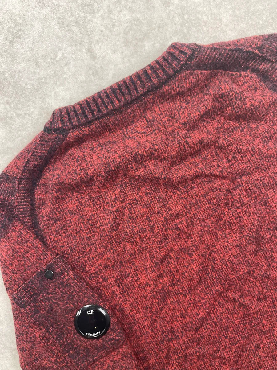 C.P. Company Dark Red Fleece Knit Lens Sleeve Sweater IIxRqbTE 8