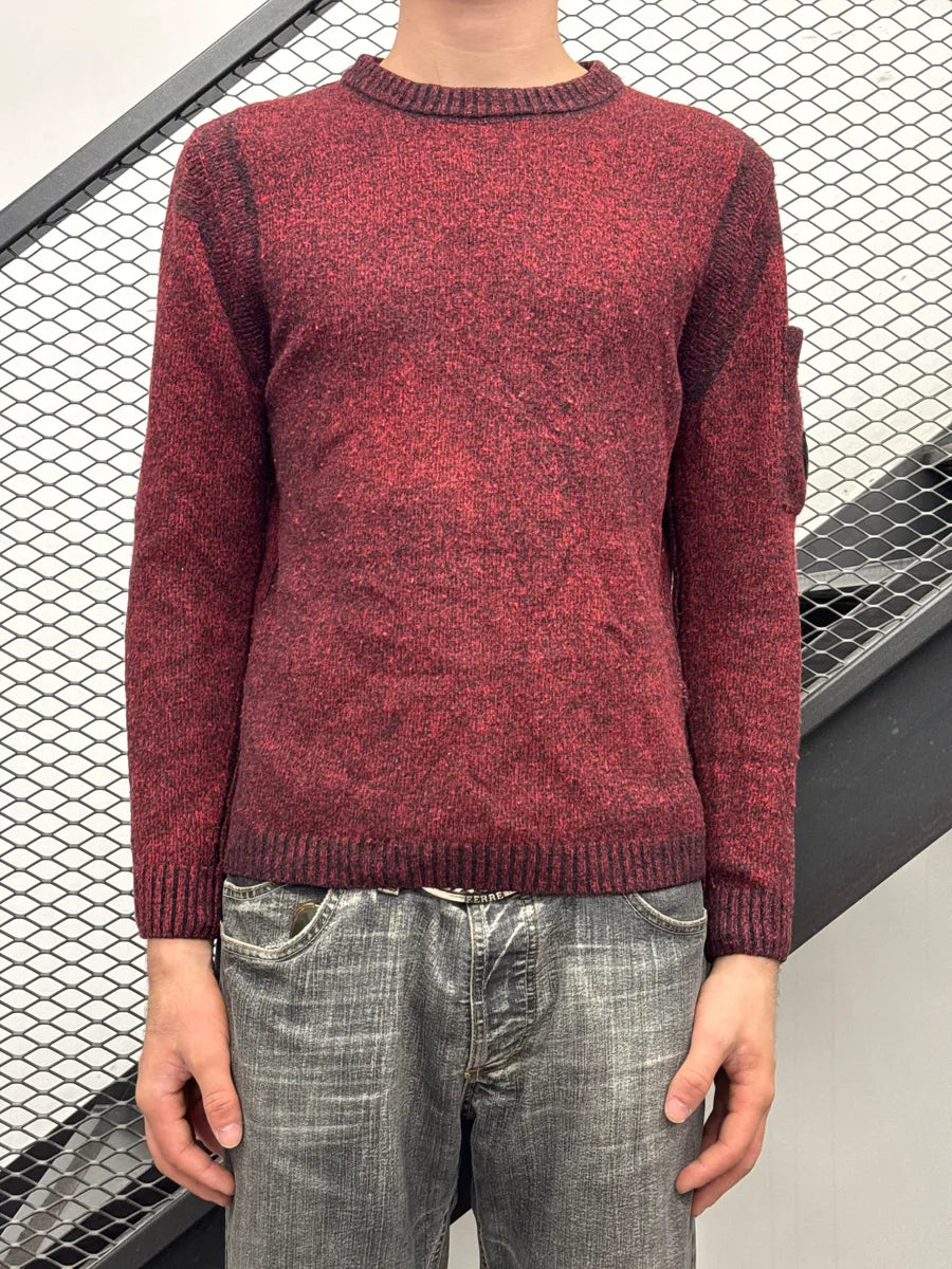 C.P. Company Dark Red Fleece Knit Lens Sleeve Sweater IIxRqbTE 1