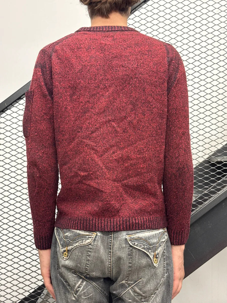 C.P. Company Dark Red Fleece Knit Lens Sleeve Sweater IIxRqbTE 2