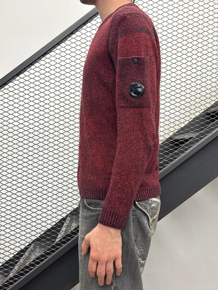 C.P. Company Dark Red Fleece Knit Lens Sleeve Sweater IIxRqbTE 3