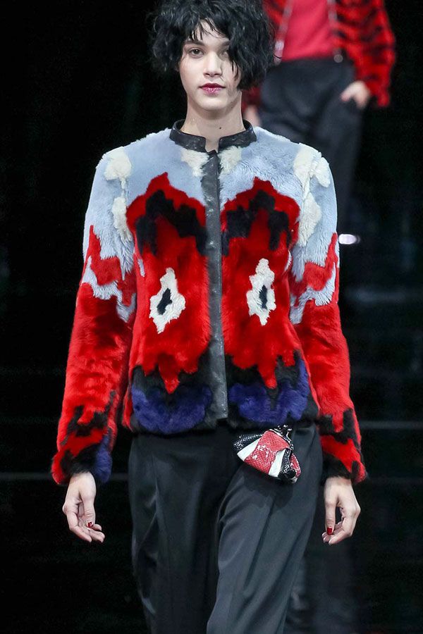 FW2015 Emporio Armani Shearling Fur Bomber Leather Jacket