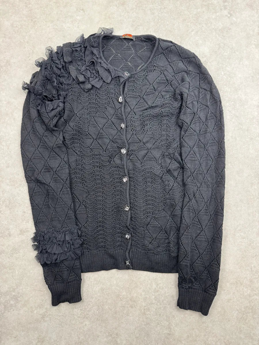 Christian Lacroix Dark Grey Wool Ruffled Knit Sweater EkNXGTKW 2