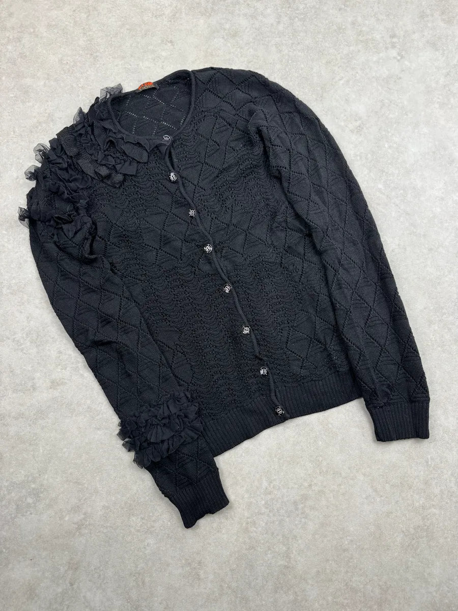 Christian Lacroix Dark Grey Wool Ruffled Knit Sweater EkNXGTKW 3