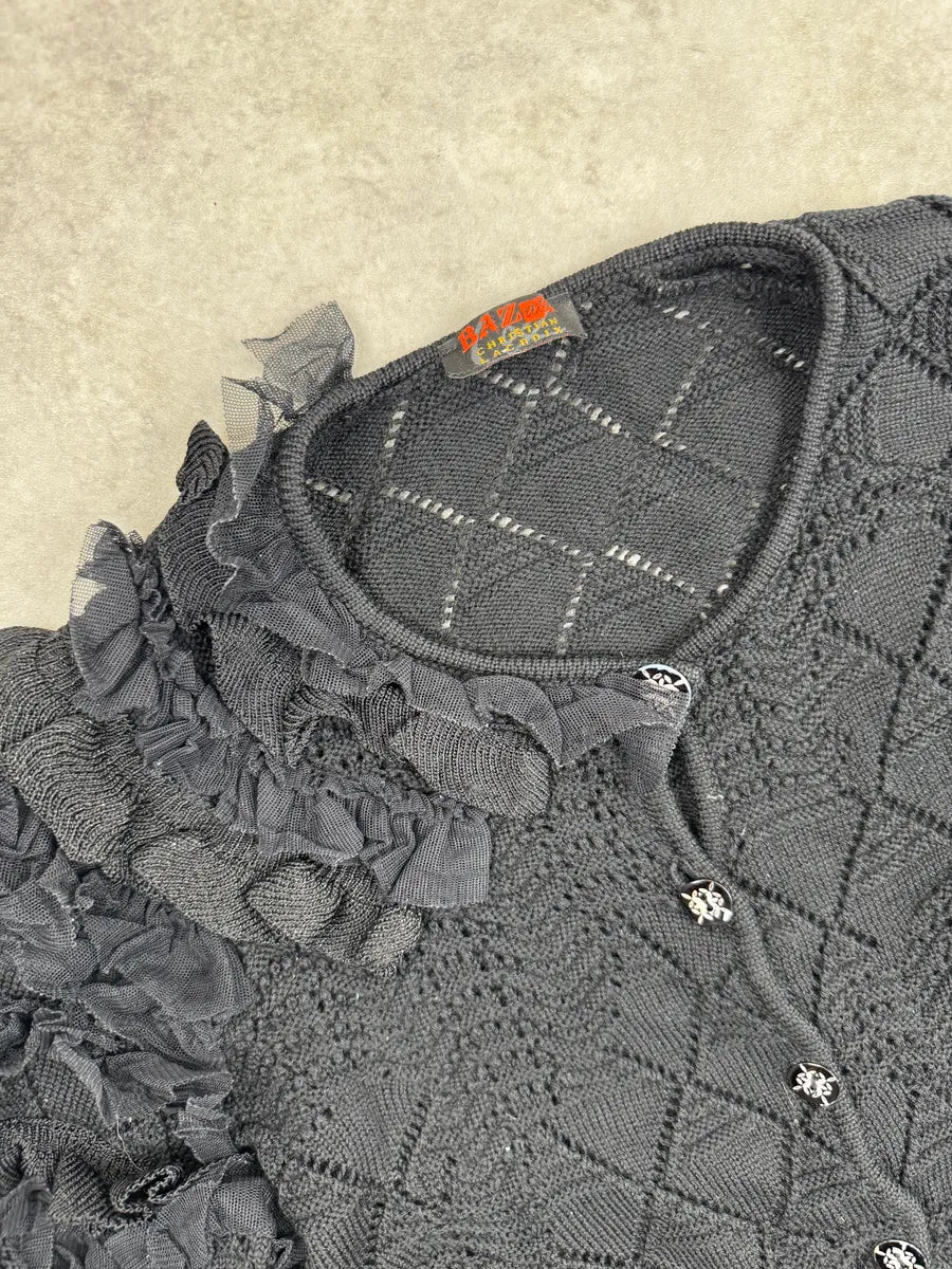 Christian Lacroix Dark Grey Wool Ruffled Knit Sweater EkNXGTKW 8
