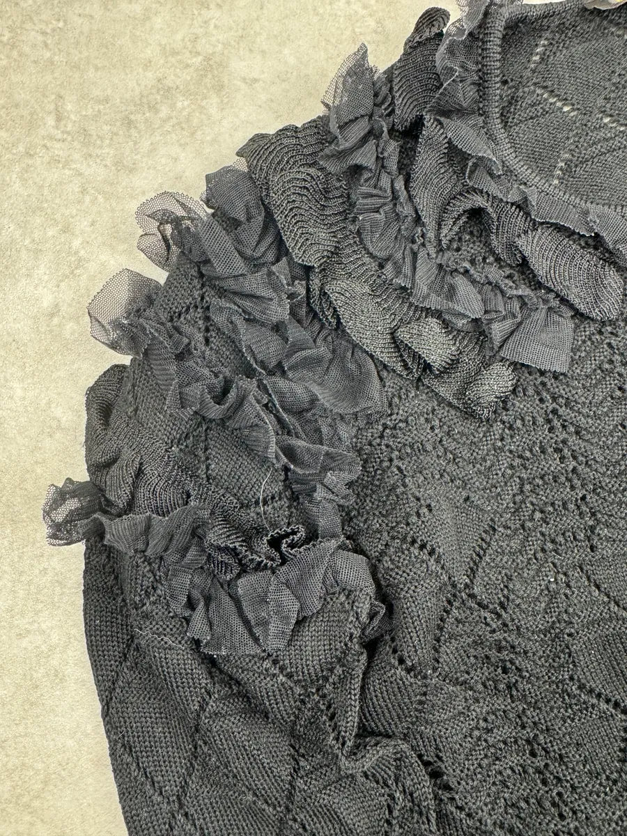 Christian Lacroix Dark Grey Wool Ruffled Knit Sweater EkNXGTKW 6