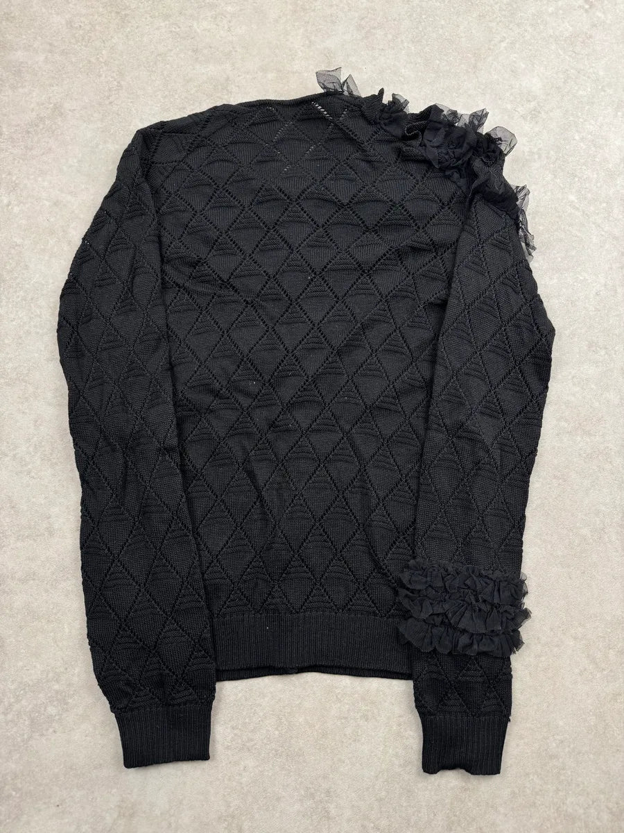 Christian Lacroix Dark Grey Wool Ruffled Knit Sweater EkNXGTKW 5