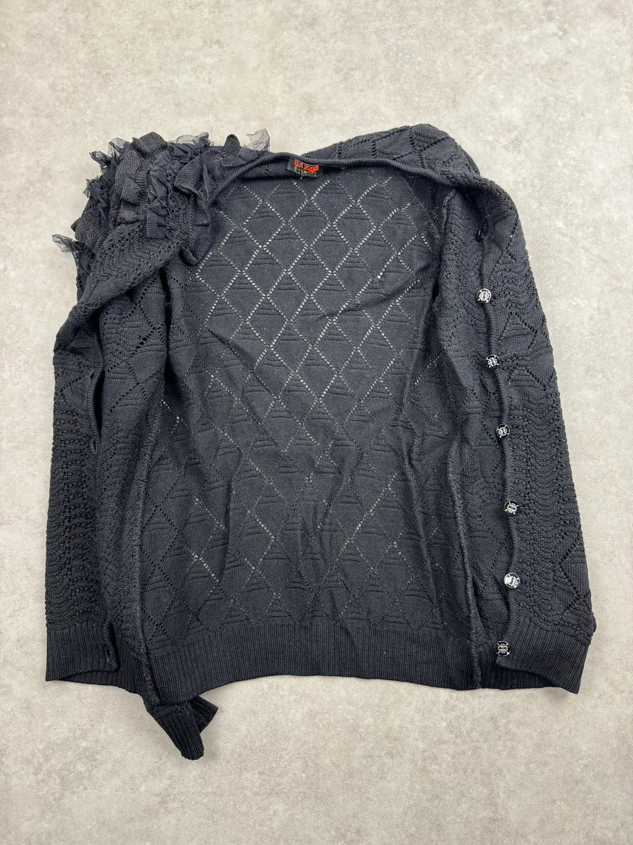 Christian Lacroix Dark Grey Wool Ruffled Knit Sweater EkNXGTKW 4