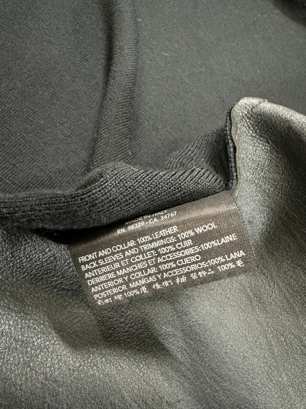 FW2000 Prada Navy Wool & Black Pony Hair Leather Zip-Up Sweater (M)