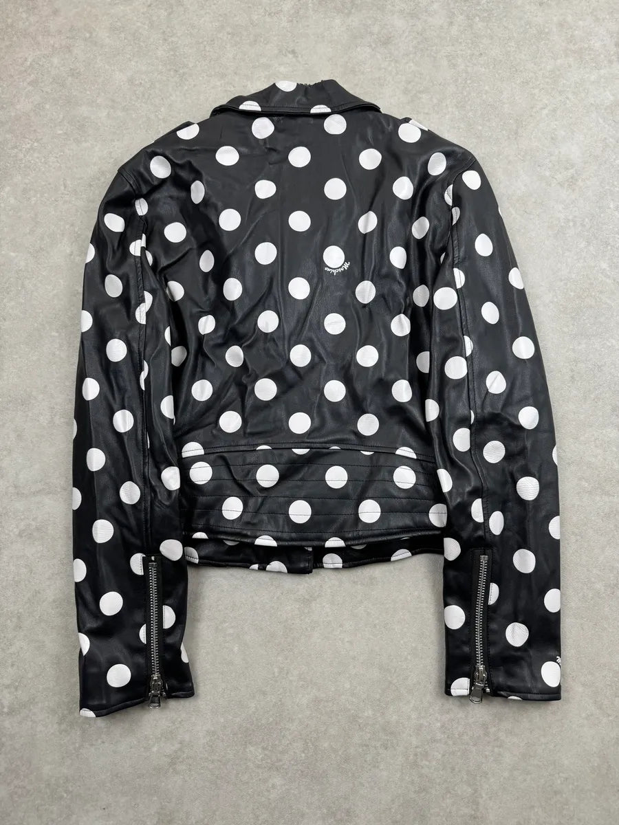 2010s Moschino Black Faux Leather Polka Dot Perfecto Jacket ELJFnzcy 4
