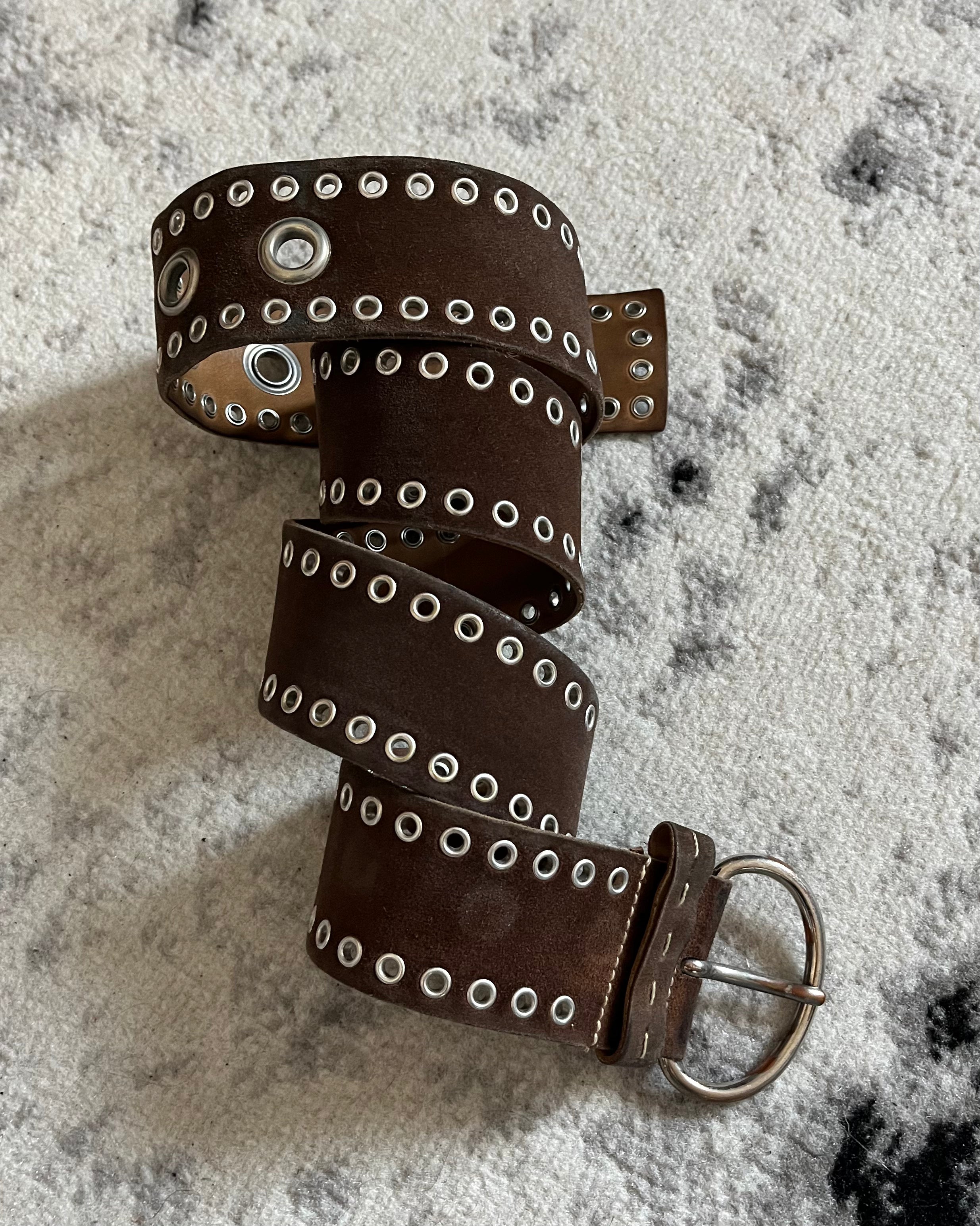 1990s' Prada Bullet Brown Leather Belt