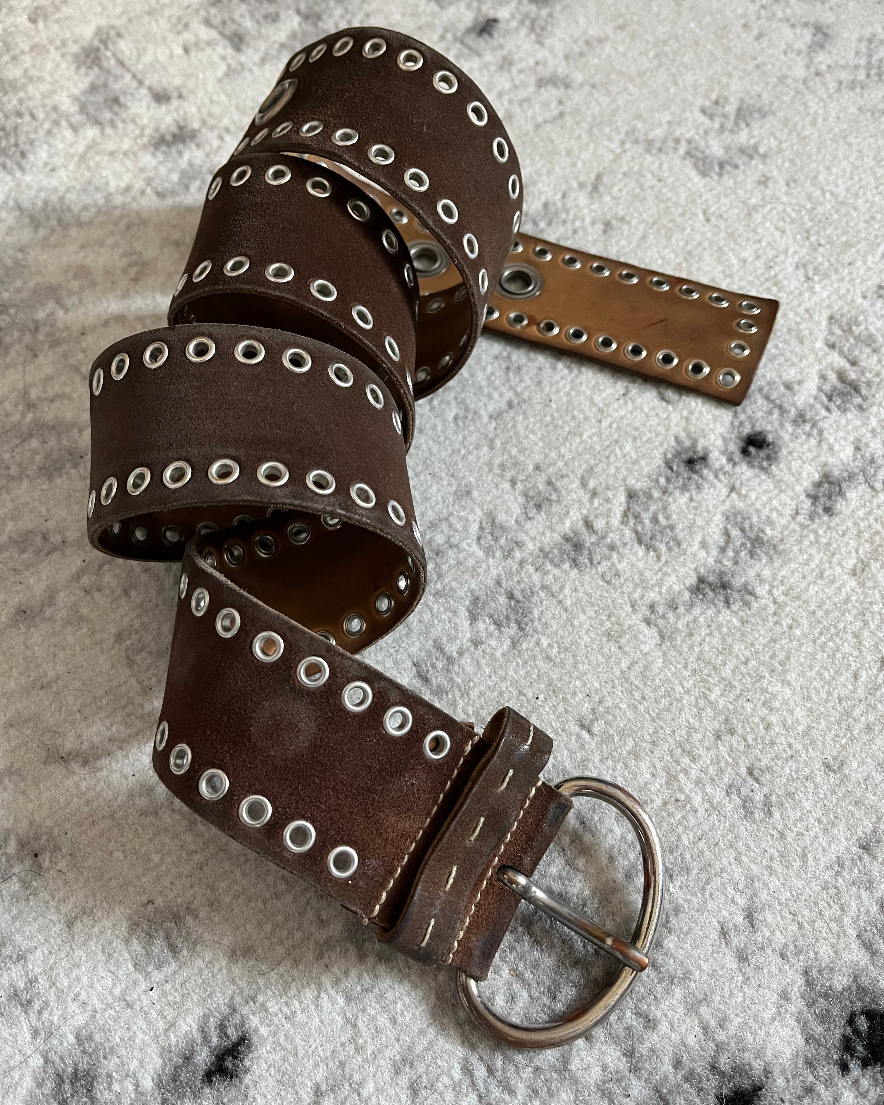 1990s' Prada Bullet Brown Leather Belt
