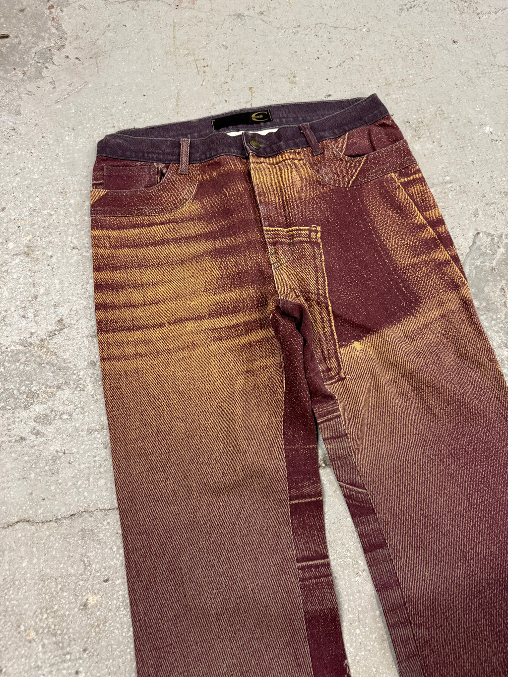 2000s Cavalli Trompe Loeil Flared Purple Pants (S/M)