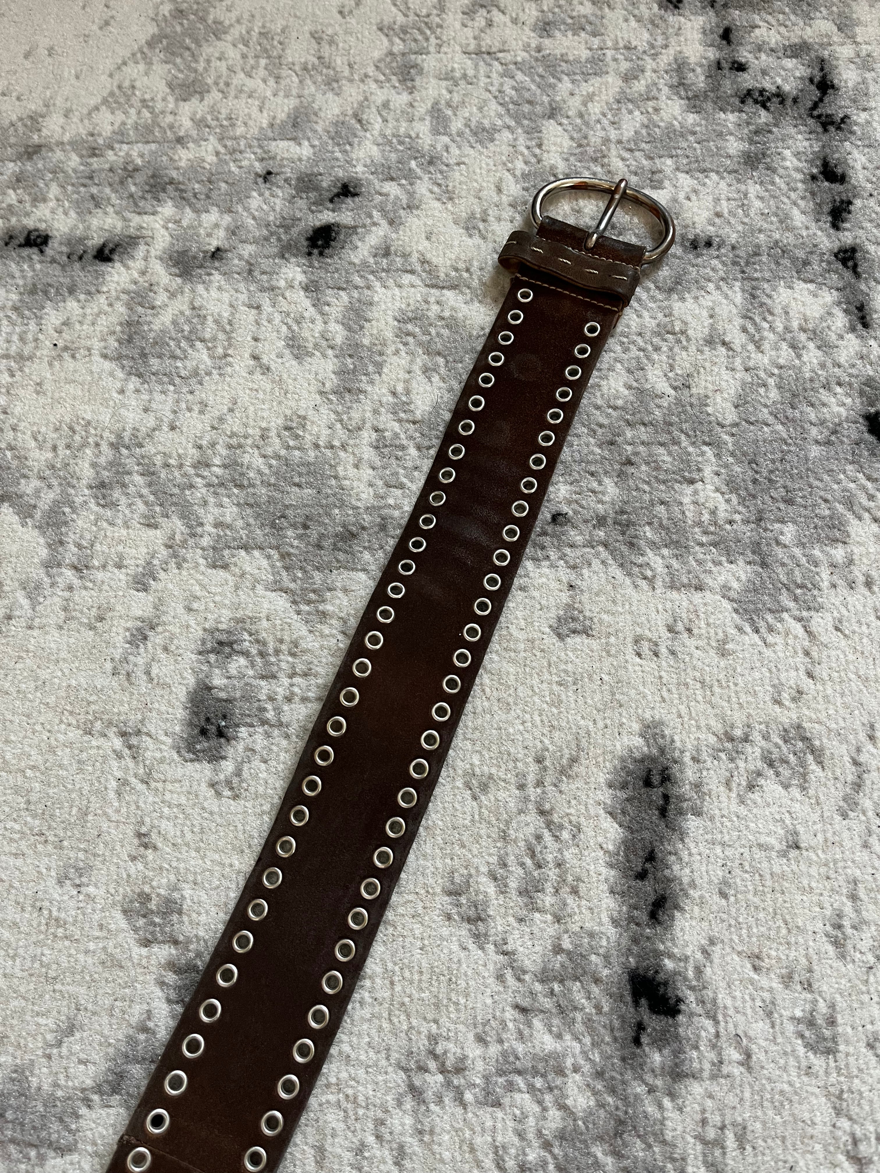 1990s' Prada Bullet Brown Leather Belt