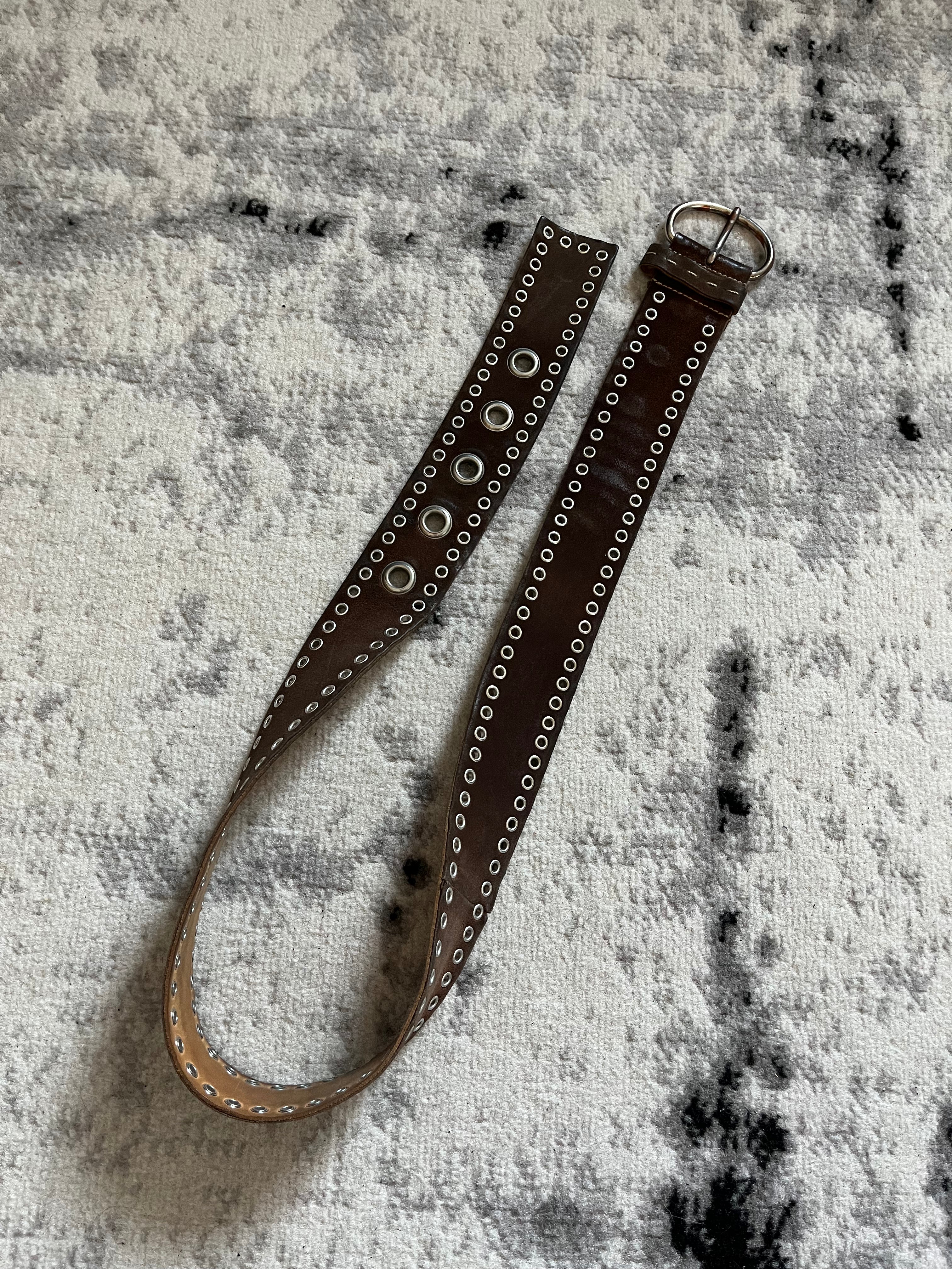 1990s' Prada Bullet Brown Leather Belt